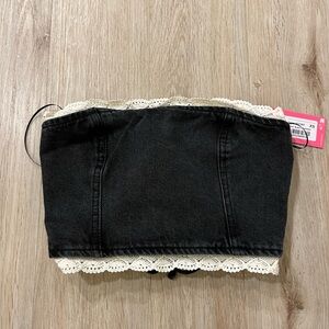 Edikted Black Lace Trim Crop Top